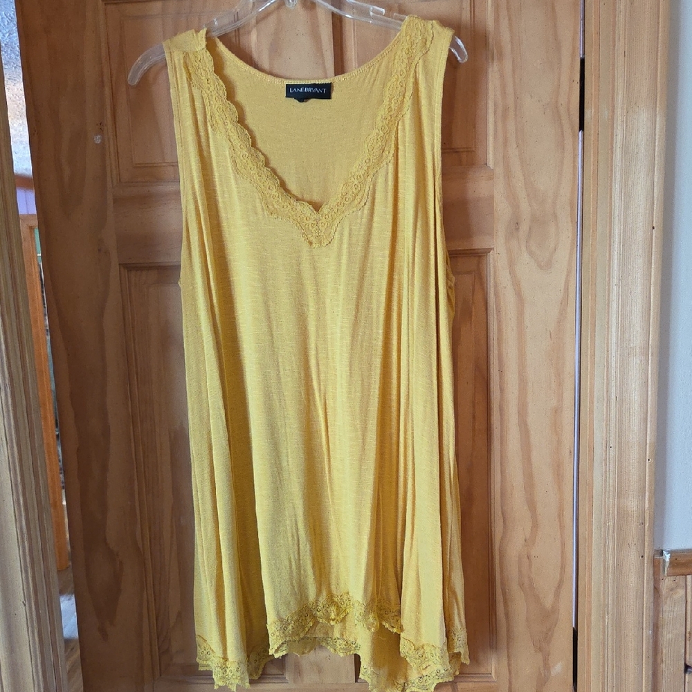 Lane Bryant Yellow Asymmetrical Sleeveless Tank Top